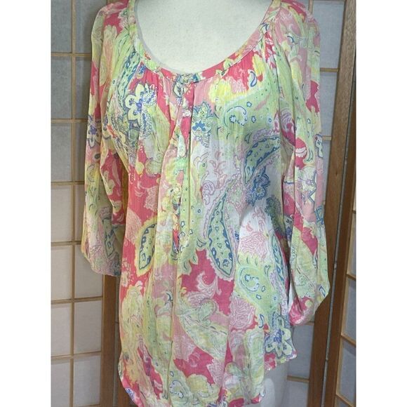 American Living Med Tropical Blouse - Picture 1 of 14